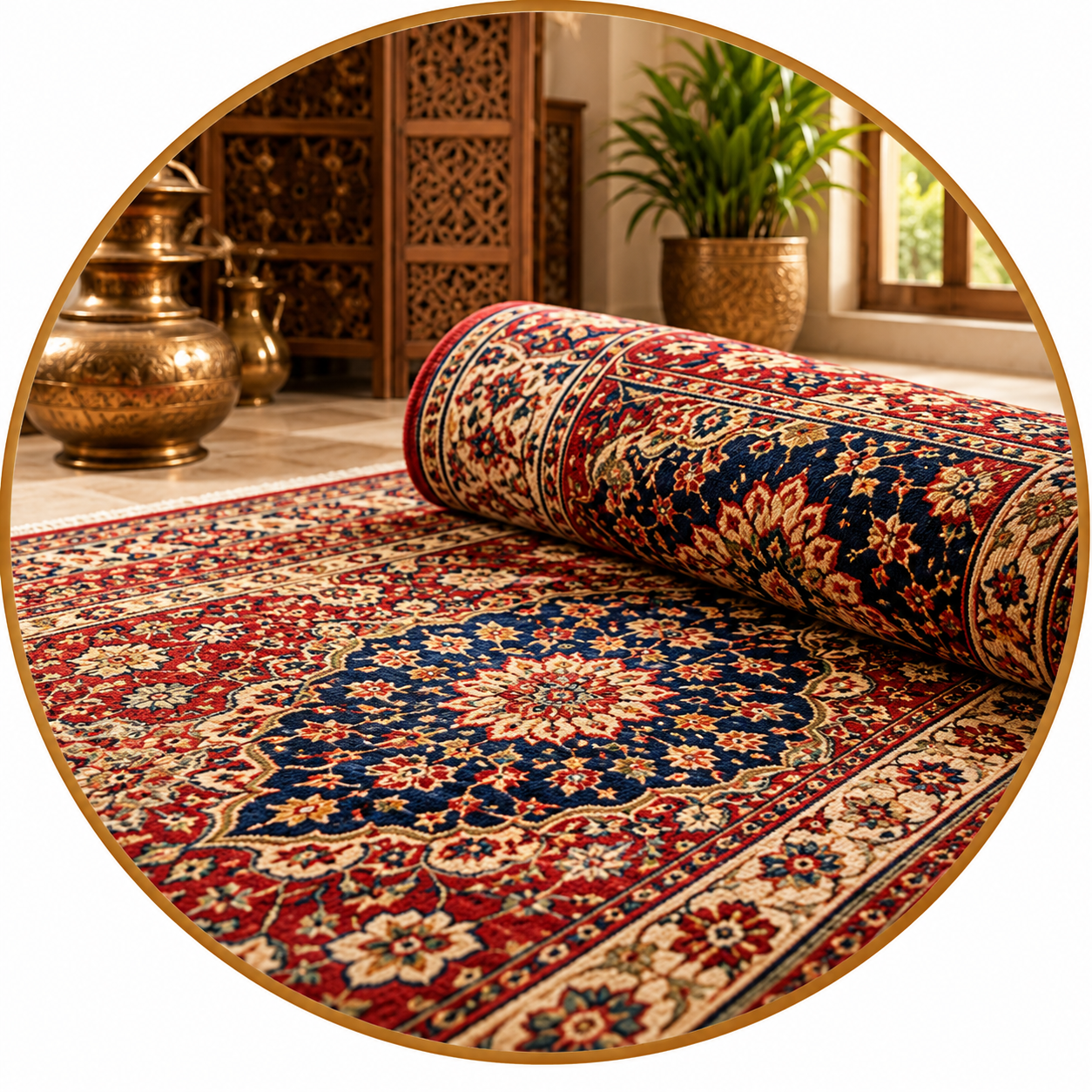 Persian Rug In A Warm Traditional Interior
